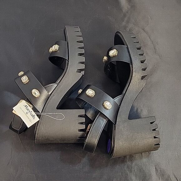 BRAND NEW MADDEN GIRL CRYSTAL LEATHER PLASFORM HEEL SANDAL G1 - Picture 12 of 13